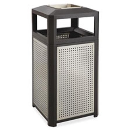 SAFCO Safco SAF9933BL Side Open-Ash Steel Waste Receptacle; 15 Gal.; BKGY 9933BL